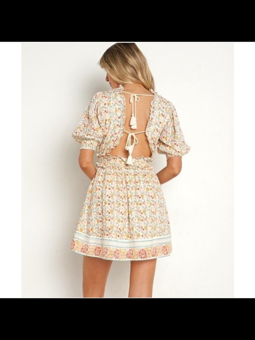 Cleobella Dallas Floral Tie-Back Mini Dress Medium Organic Cotton Cottagecore - Picture 2 of 16